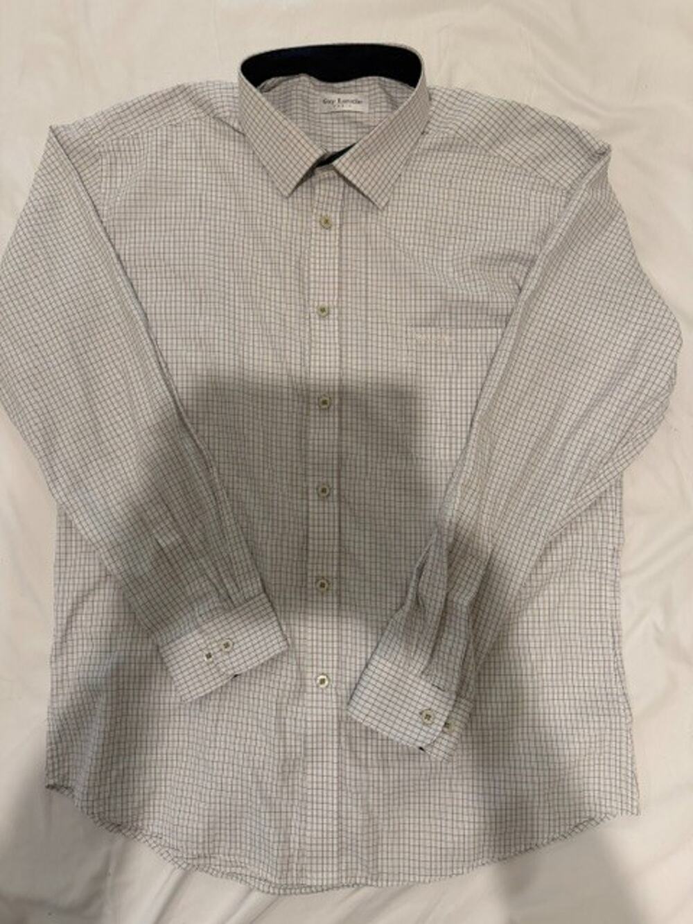 Guy Laroche Grid Black & Brown Window Check L/S Ctn Btn Down Mens Size XL